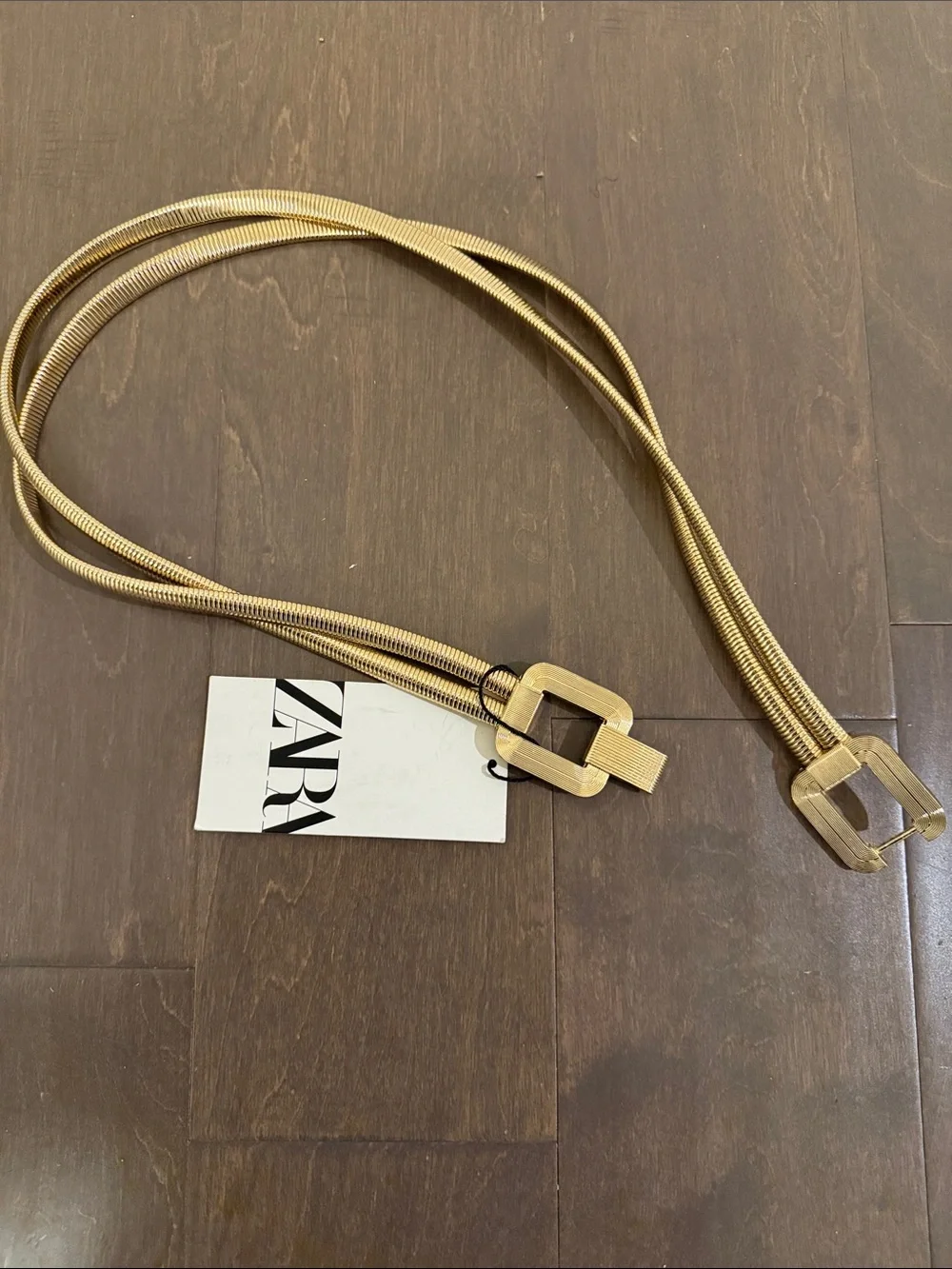 ZARA Gold-Tone Multi-Strand Chain Belt with Geometric Buckles
